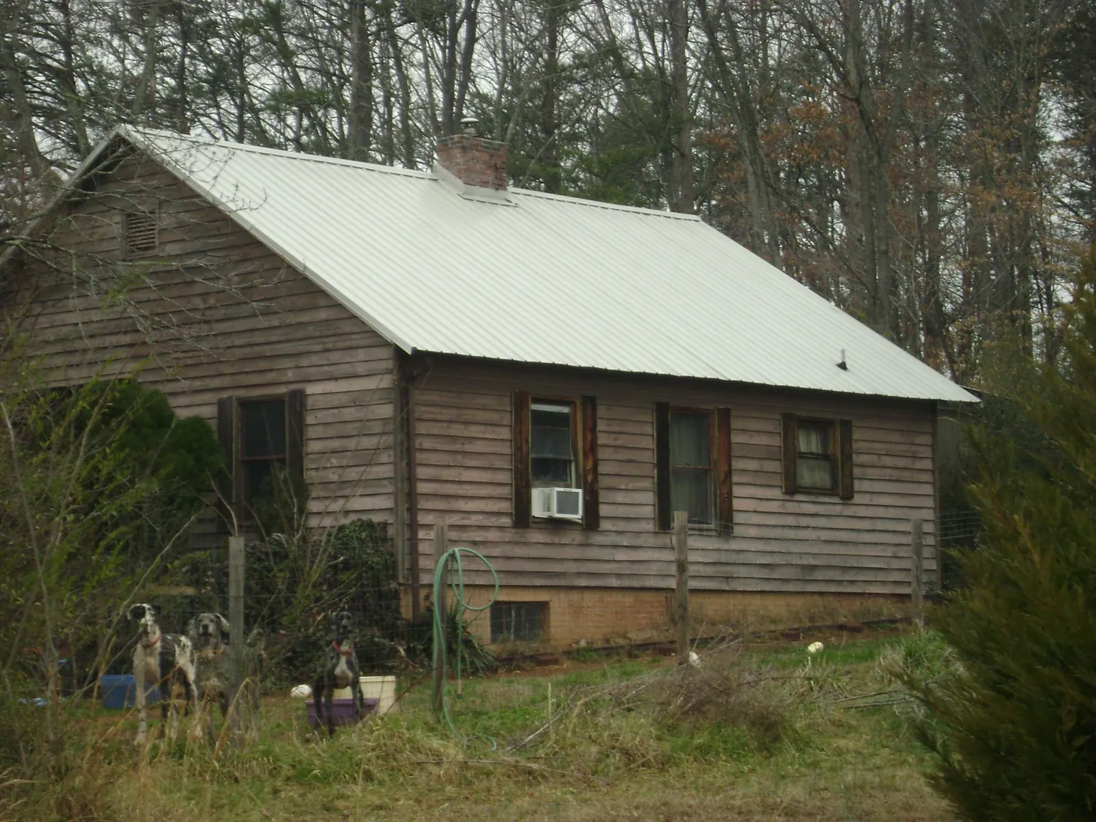 White metal roof on an old wood sided farmhouse, from a Asphalt Shingle Roof Repair job in Farmington